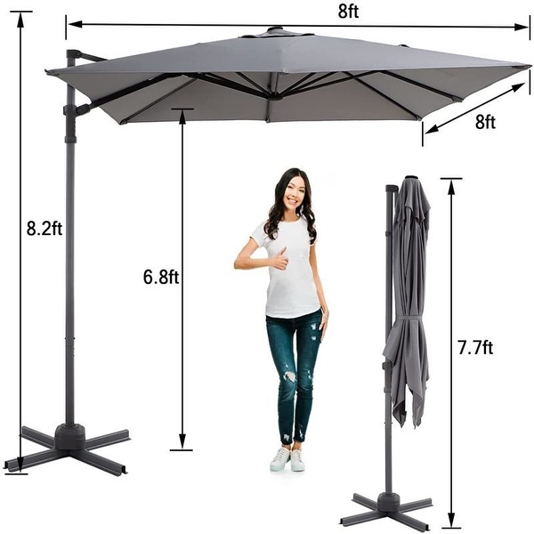 95% UV Protection Sun 360-Degree Rotation Device Square Patio